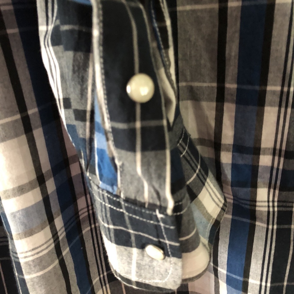 Reclaim Mens Western Blue Plaid Pearl Snap Down Long Sleeve Shirt XXL - Picture 9 of 10